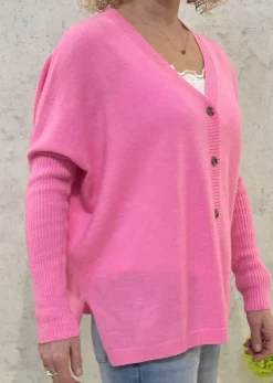 Absolut Cashmere Cardigan Paula bubble gum neon