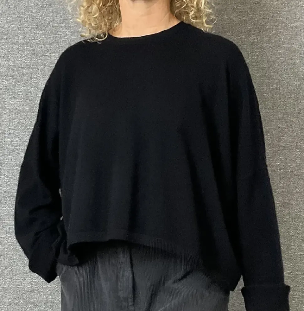 Caroline Cashmere Crew Sweater black