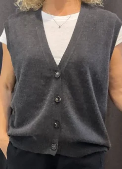 Caroline Cashmere Waistcoat charcoal grey