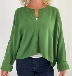 Caroline Crew Cardigan leaf green