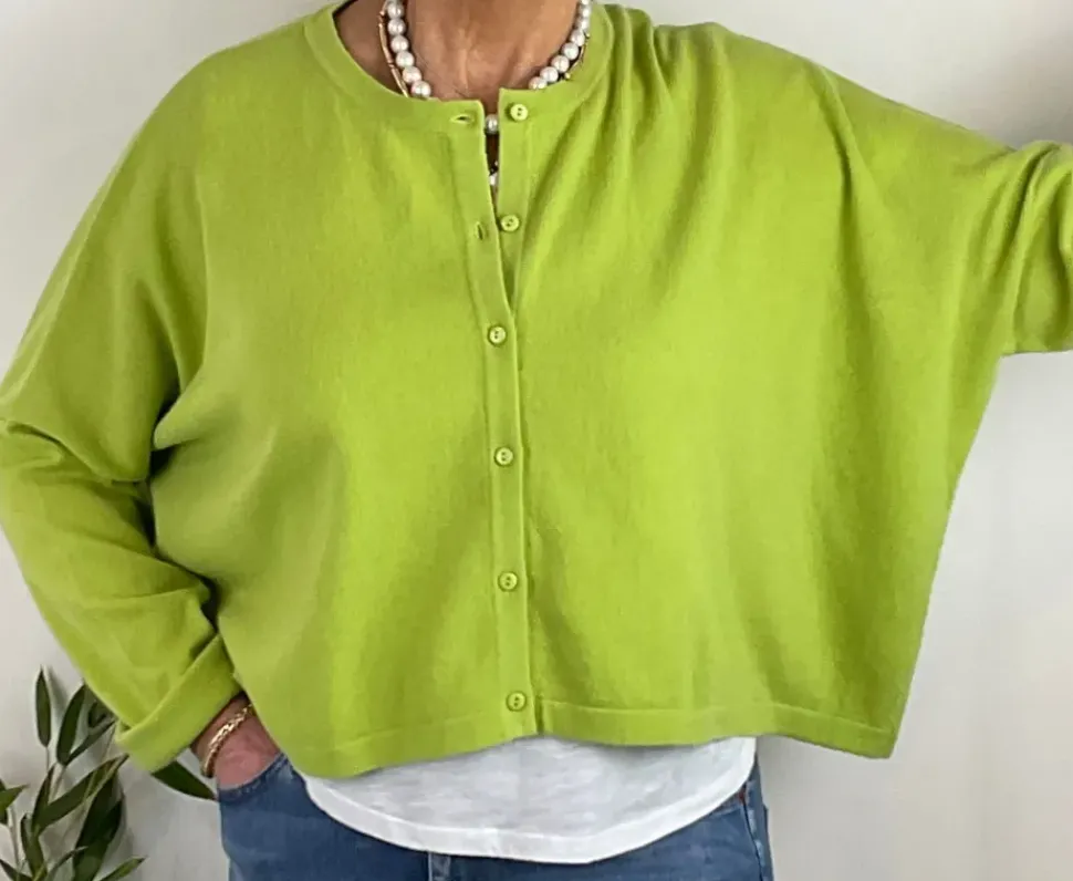 Caroline Crew Cardigan lime
