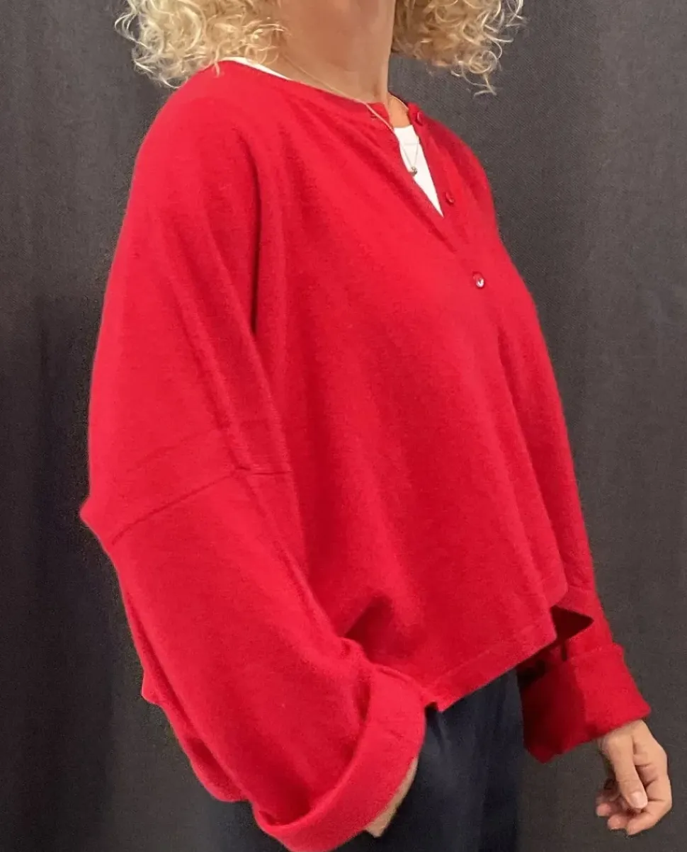 Caroline Crew Cardigan Red