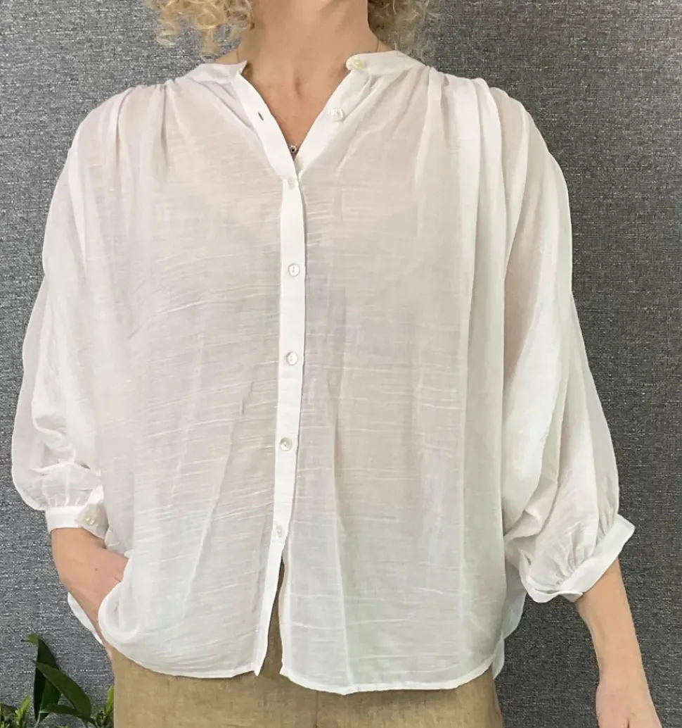 Diega Blouse Celeste white
