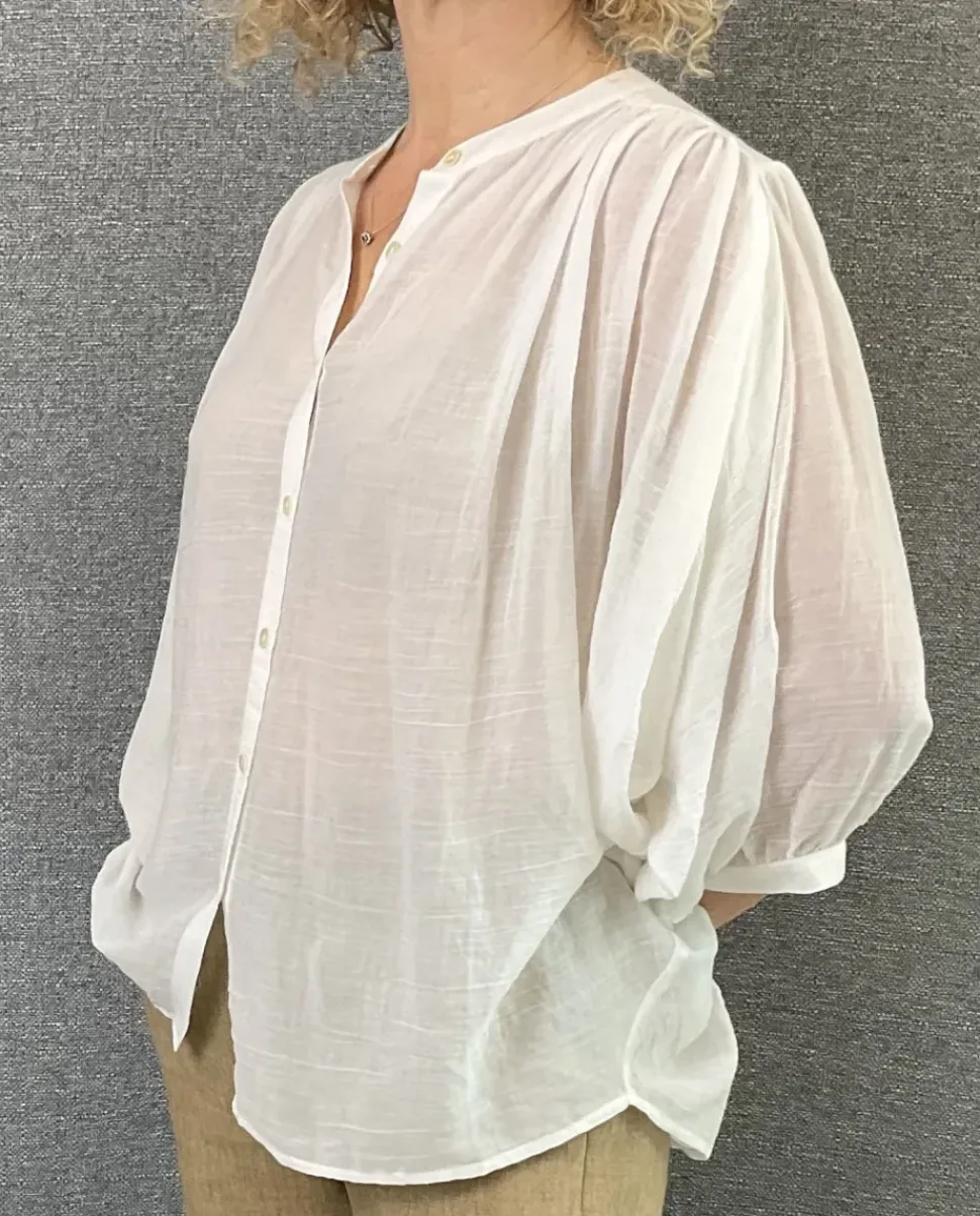 Diega Blouse Celeste white