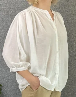 Diega Blouse Celeste white