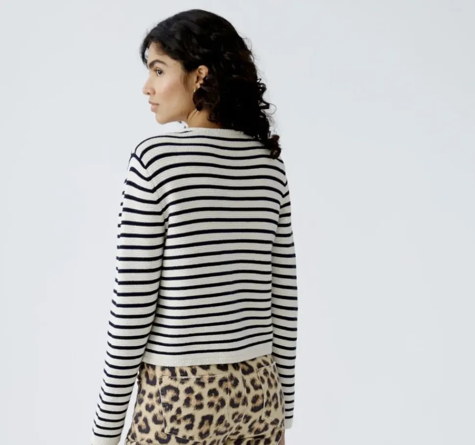 Oui Cardigan white blue