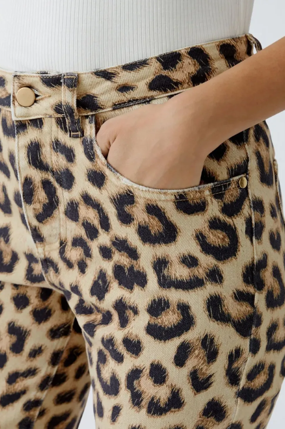 Oui Jeans Cropped leopard