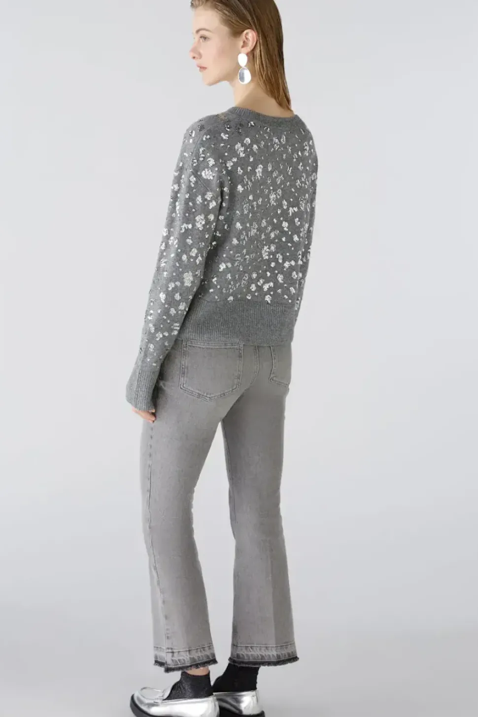 Oui Jumper Sparkles grey