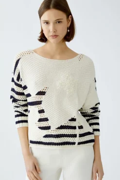 Oui Jumper white blue