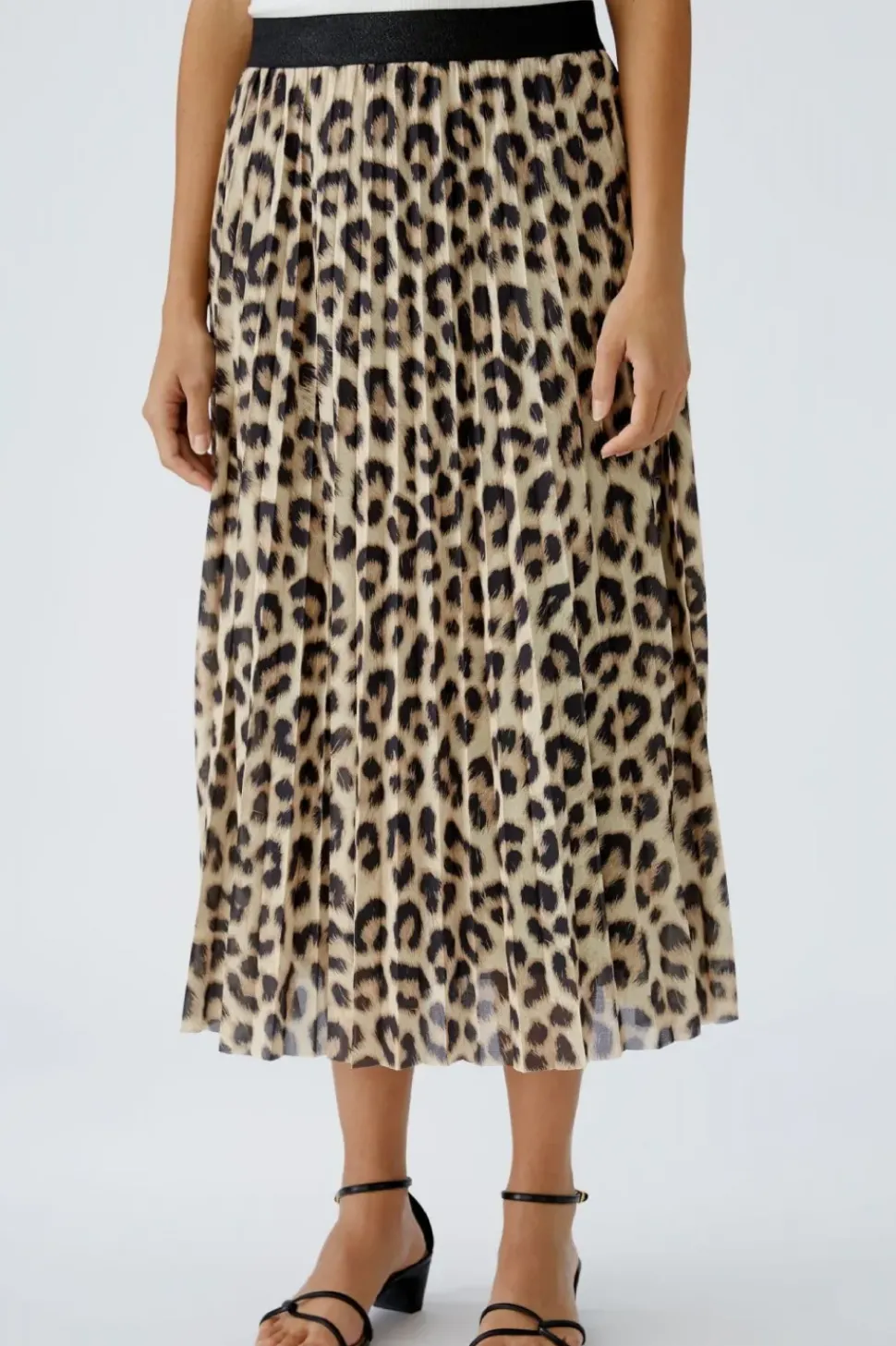 Oui Leopard Skirt Camel grey