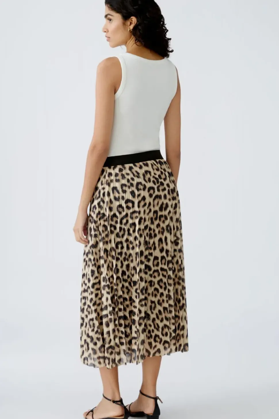 Oui Leopard Skirt Camel grey