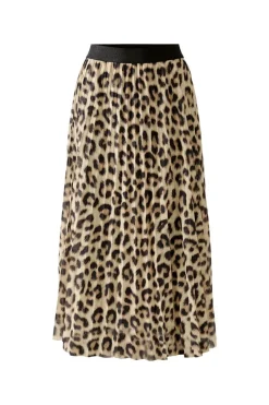 Oui Leopard Skirt Camel grey