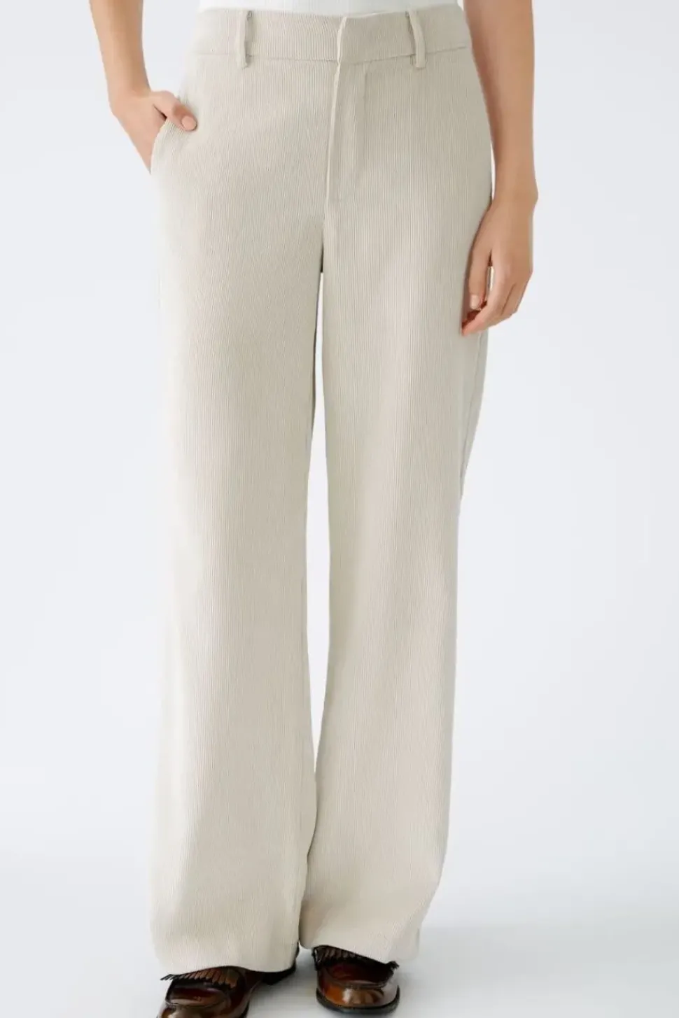 Oui Trouser Cord light beige melange