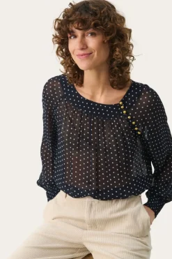 Part Two Blouse Laja dark navy dot