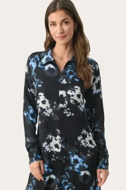 Part Two Dress Lamiya navy blurred flower
