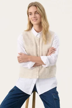 Part Two Knitted Waistcoat birch melange