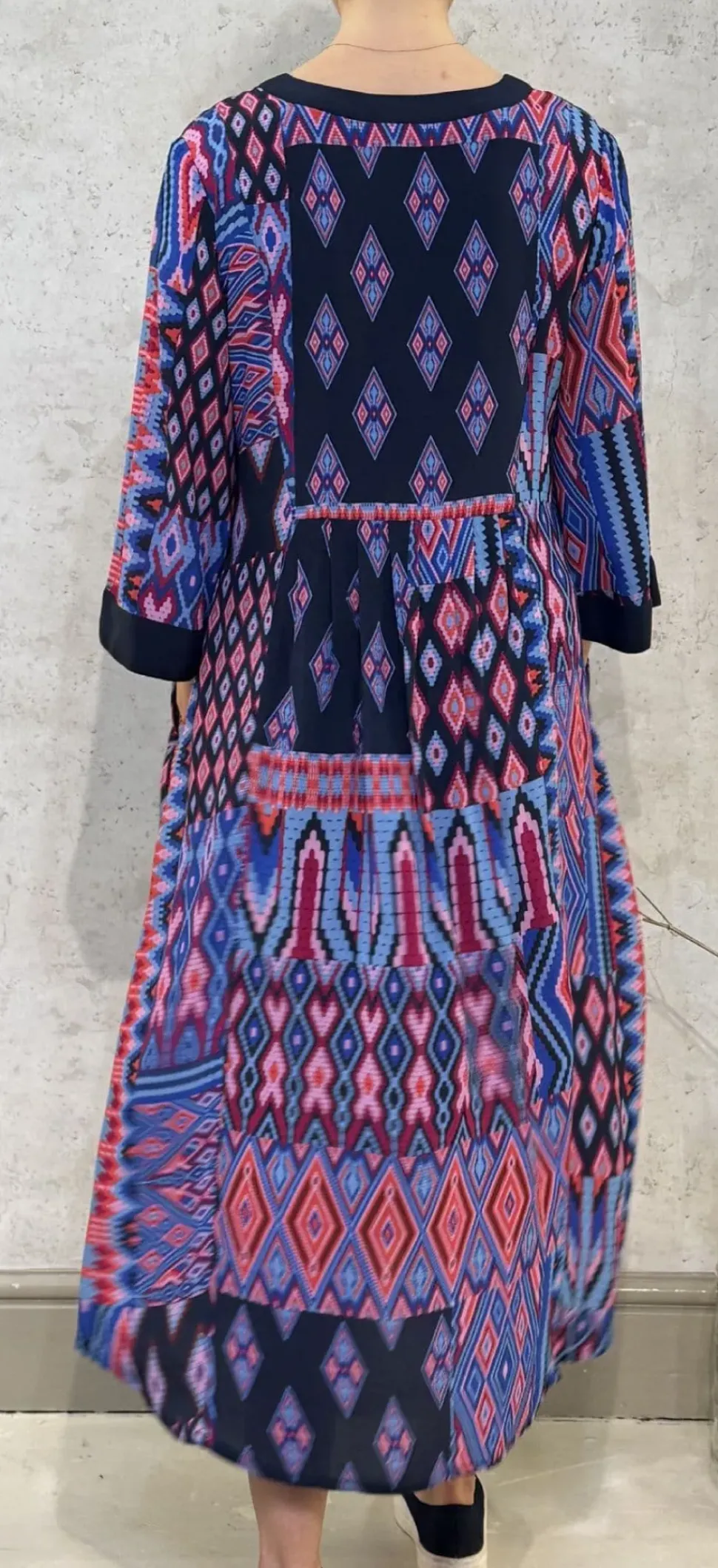 Sahara Diamond Geo Patchwork Dress multi