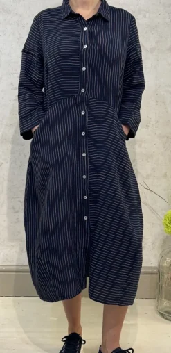 Sahara Linen Space Dye Shirt Dress navy