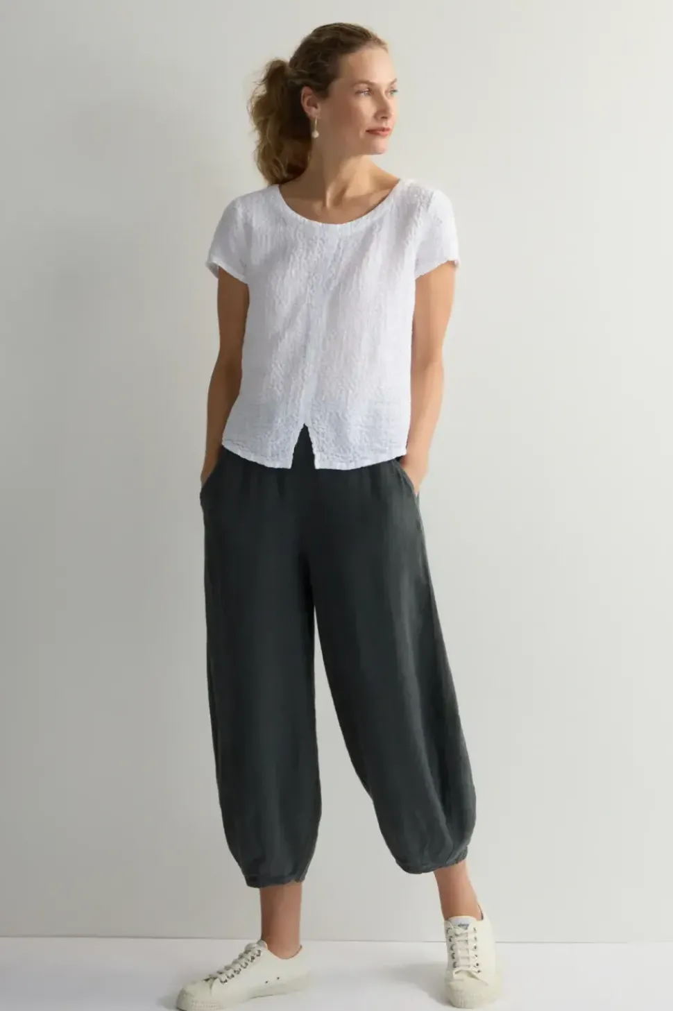 Sahara Waffle Linen Top white